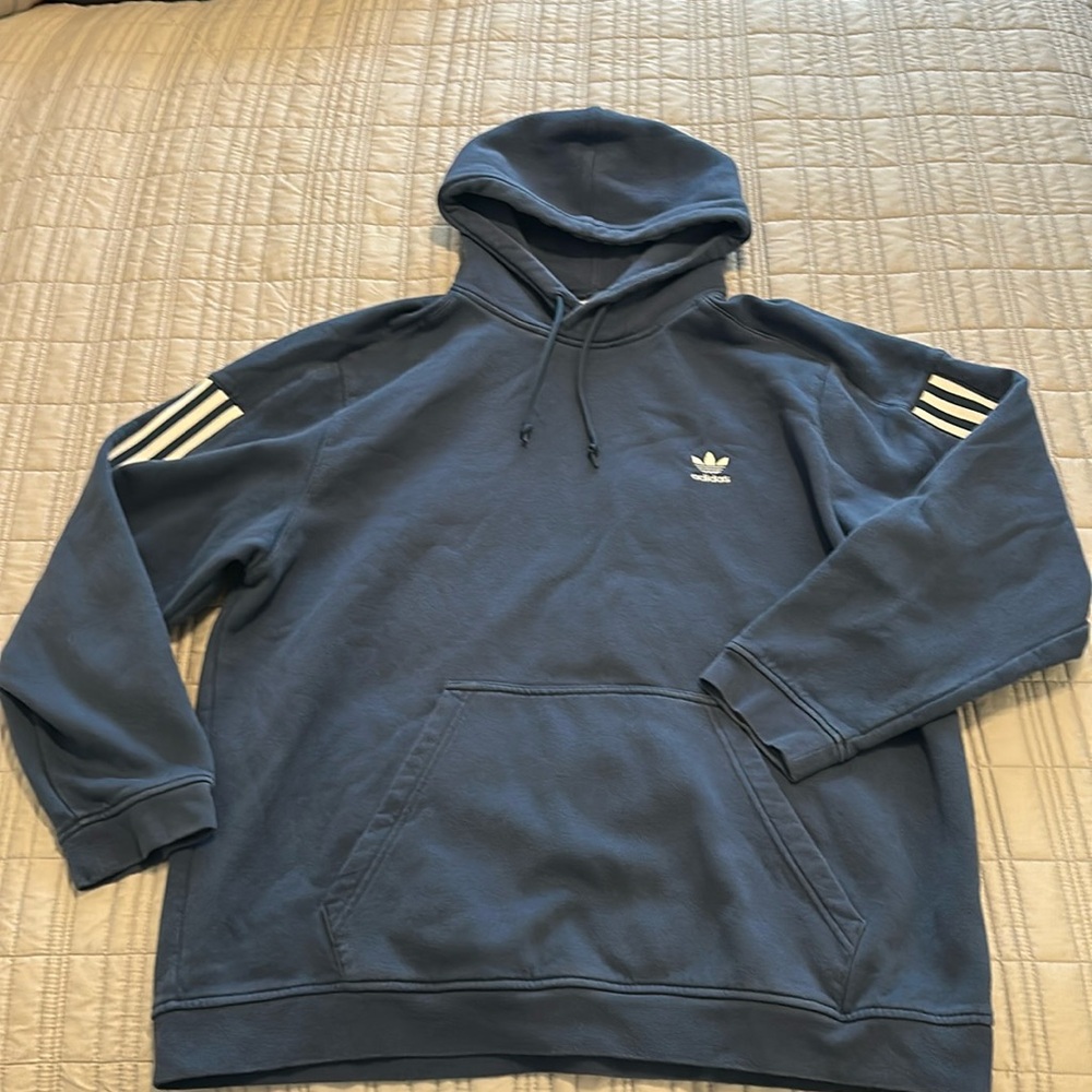 Men’s hooded Adidas Sweatshirt in Blue-XL